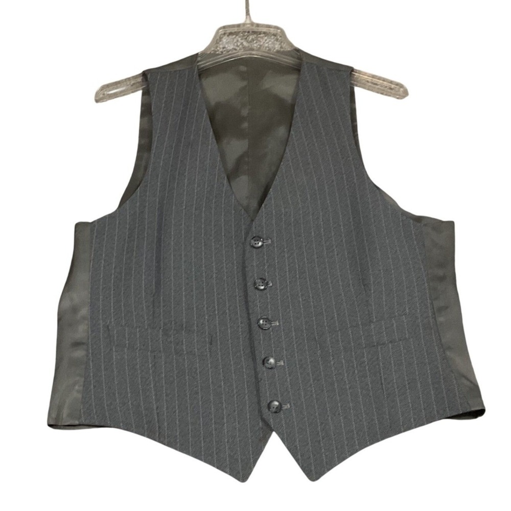 Alfani‎ Suit Vest Mens Grey Excellent Pinstripe Stretch Button Front Waistcoat
